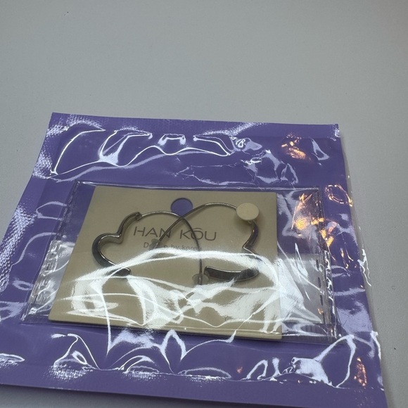 Silver Heart Huggie Earrings - Picture 3 of 4